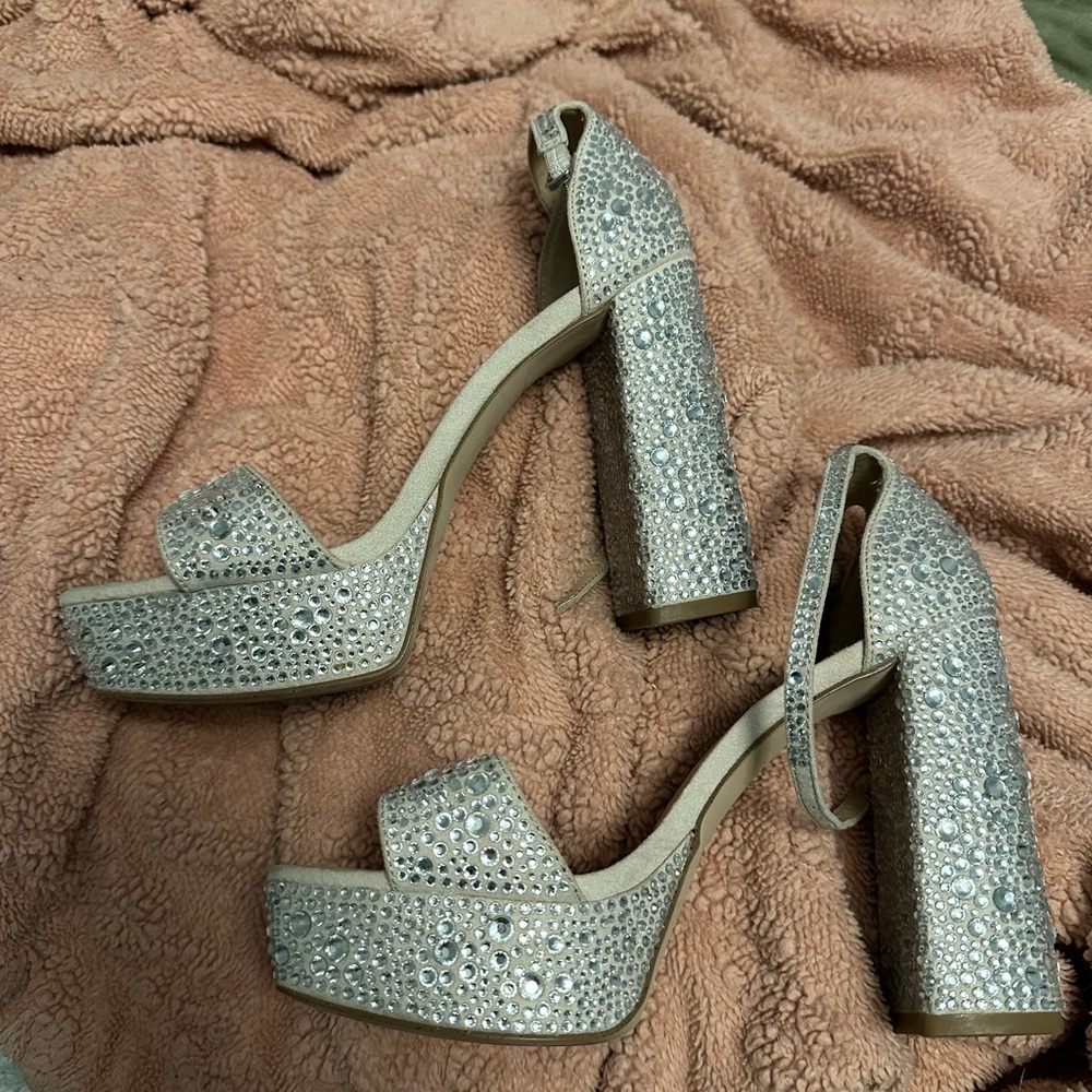 Elegant Silver Platform Heels